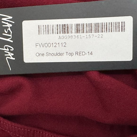 NWT Nasty Gal Maroon One-Shoulder Top Size 10 US 14 UK - Picture 9 of 10